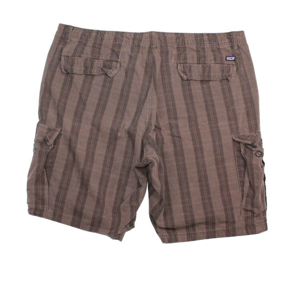 Patagonia Mens 40 Brown Striped Cargo Golf Walking Easy Care Sport Shorts - Picture 2 of 8